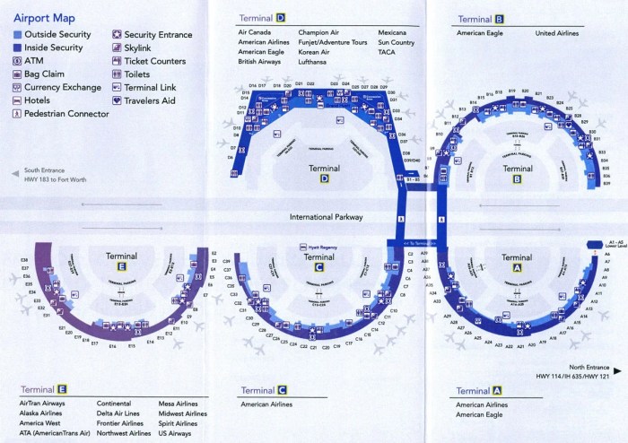 Area Map of the Dallas Fort Worth Airport DFW
